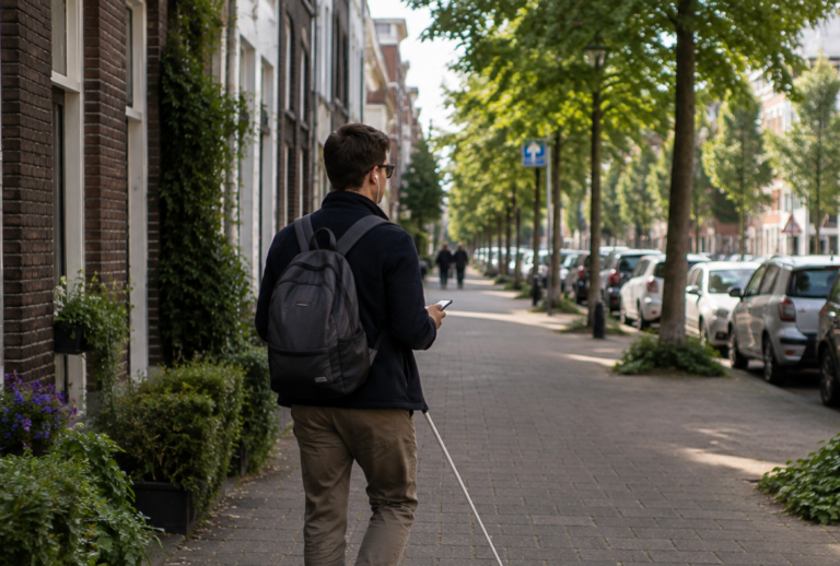 ter illustratie: ai gegenereerde afbeelding van persoon die met zijn telefoon navigeert